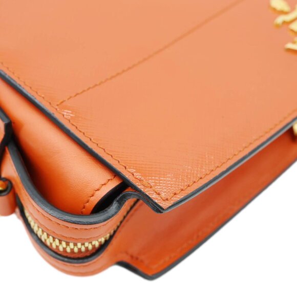 Prada  Esplanade Saffiano Vernice Leather Crossbody Bag Orange - Picture 6 of 15